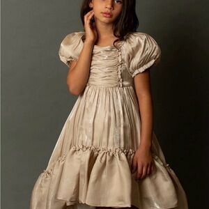 Joyfolie Shimmering Cream Puff Sleeve Dress